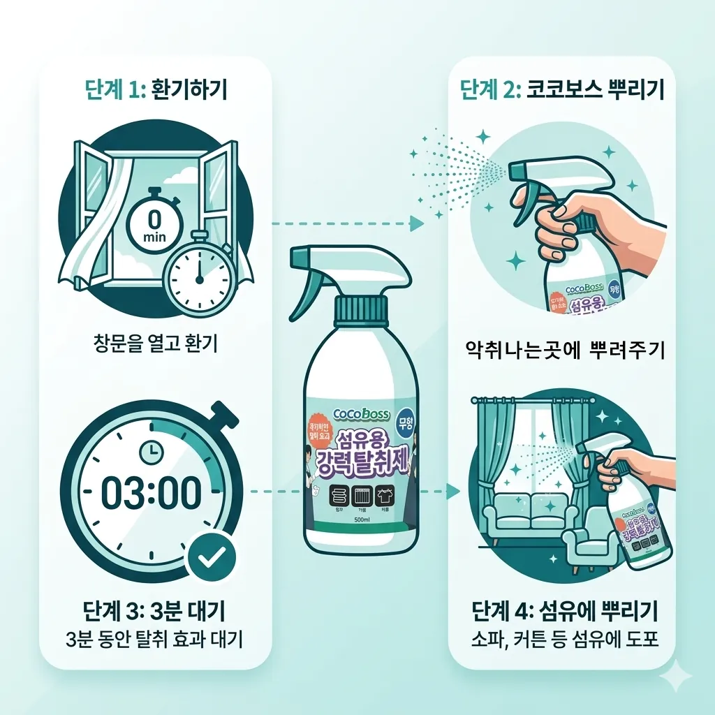 COCOBOSS 공기 냄새 제거 4단계 프로세스 인포그래픽