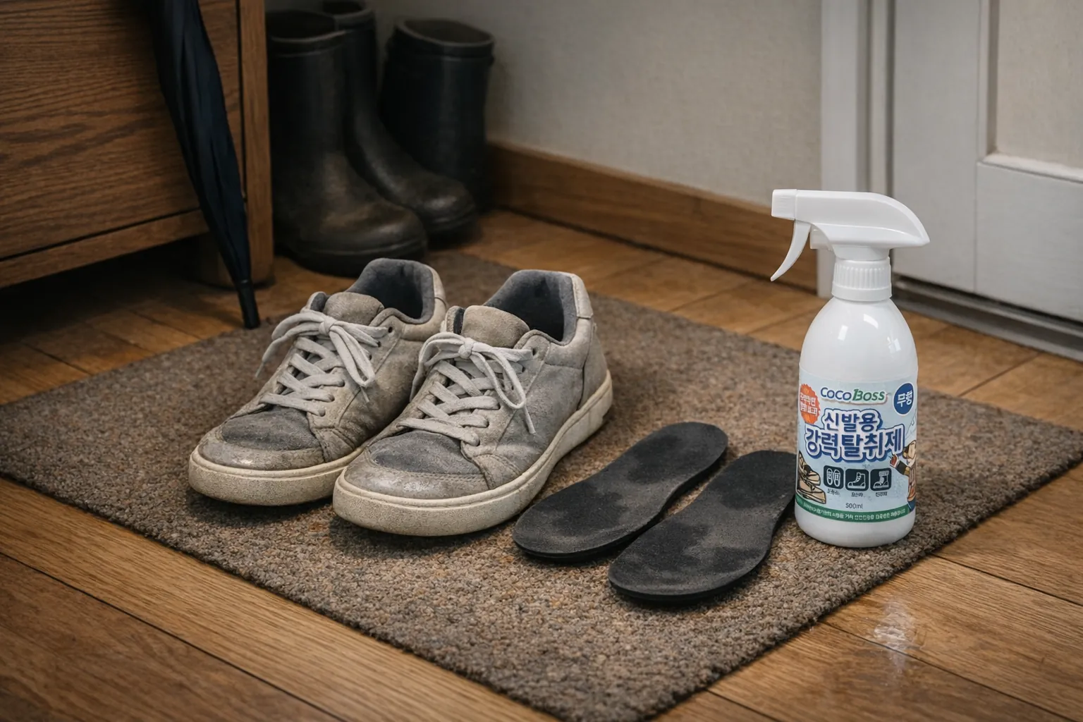 rainy shoe odor removal step1 insoles