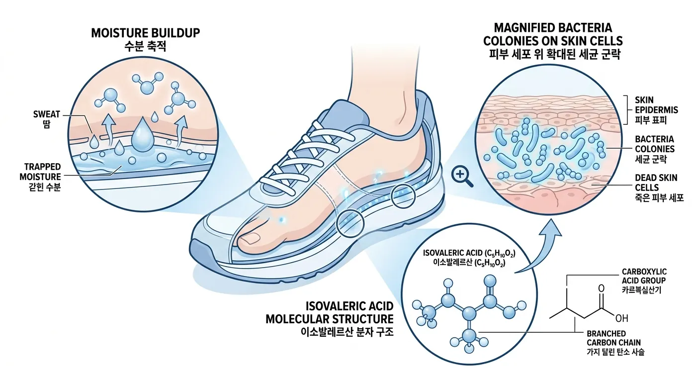 foot odor cause isovaleric acid bacteria